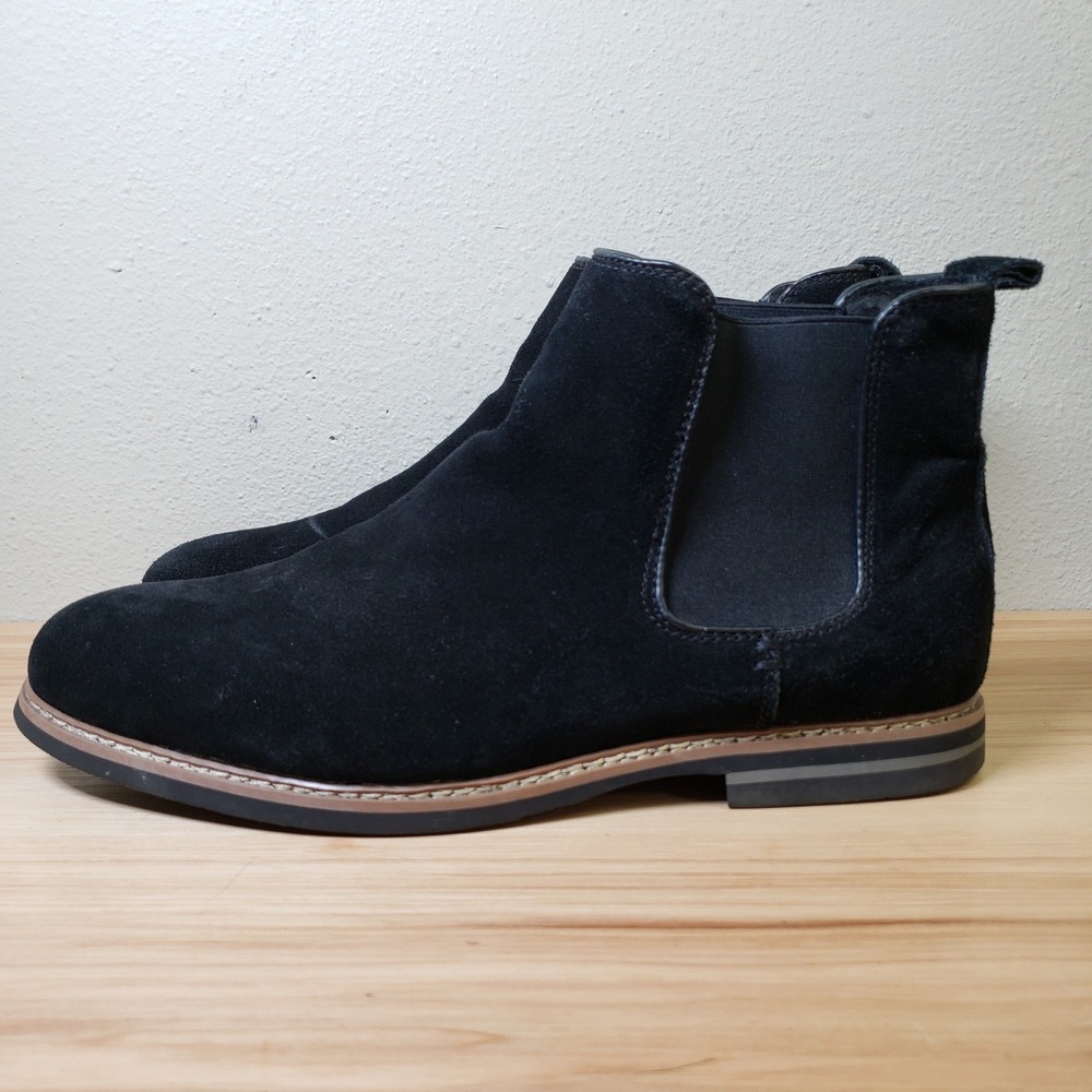 Floyd Mens Size 11 Black Suede Chelsea Ankle Boots Comfort Slip On Shoes